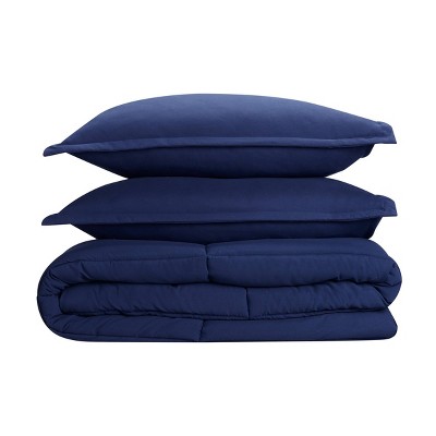 Navy Microfiber Full/Queen Bedspread Set with Pillow Shams