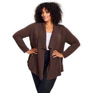 Avenue Cascade Cardigan Zipper Pocket - 1 of 4
