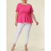 Agnes Orinda Women's Plus Size Twisted Knot Waist Short Sleeves Summer Peplum Blouses - image 2 of 4