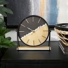 9"x9" Wooden Geometric Clock with Brown Wood Accents Black - Olivia & May: Silent, Modern Design, MDF Material - 2 of 4