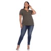 Plus Size Keyhole Neck Cutout Short Sleeve Top - White Mark - 4 of 4