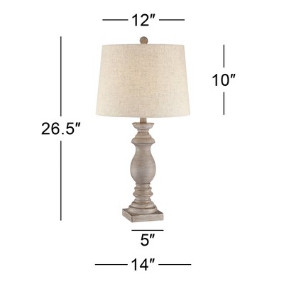 Regency Hill Regency Traditional Table Lamps 26 1/2" High Set of 2 Beige Washed Fabric Tapered Drum Shade for Bedroom Living Room Bedside Nightstand