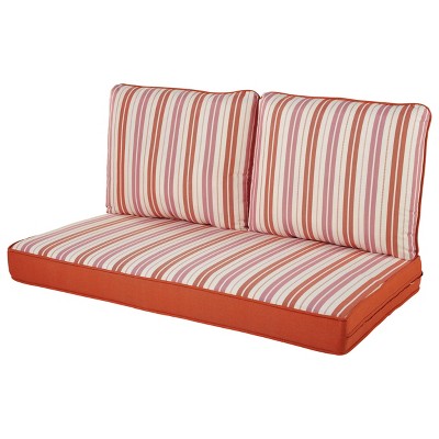Rolston 3pc Outdoor Replacement Loveseat Sofa Cushion Set Stripe - Haven Way