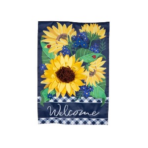 Evergreen Garden Flag Sunflower Welcome Applique Double Sided Indoor Outdoor Decor 18" x 12.5" - 1 of 1