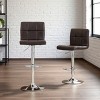 FURNIinspire Counter And Bar Stools Faux Leather Bar Stool Set of 2, Adjustable Counter Height Barstools, Kitchen Bar Chair, Brown, 17.5"*14"*42" - 2 of 4