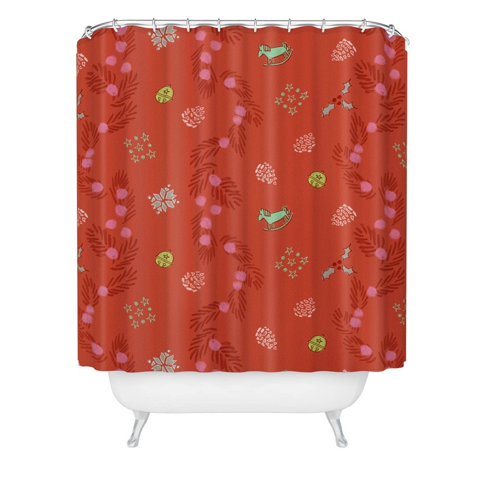 Photos - Shower Curtain Deny Designs H Miller Ink Illustration Whimsical Tiny Toys Pine 