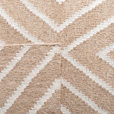 Beige/Ivory Flat Woven Handmade Wool Viscose Rug, 5' x 8'