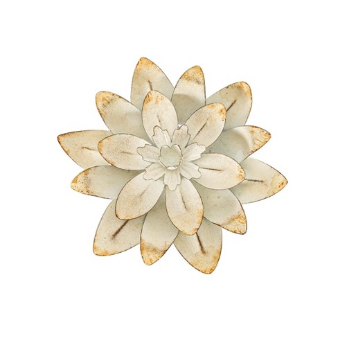 Antique Finish Wall Flower White Metal By Foreside Home & Garden : Target