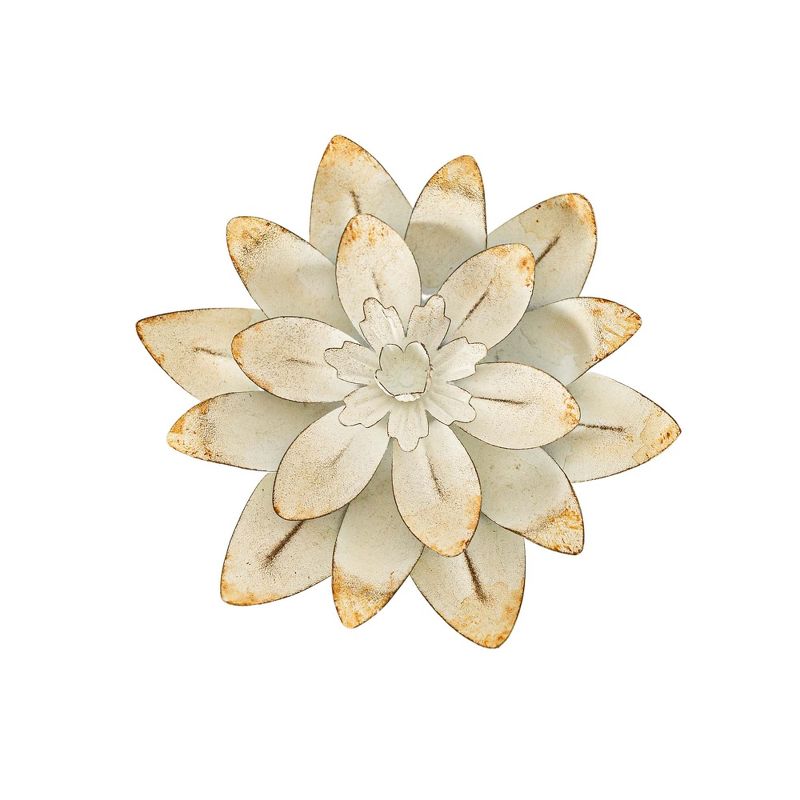 Antique Finish Wall Flower White Metal by Foreside Home & Garden, 1 of 9