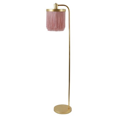 59.75" Framboise Fringe Shade Floor Lamp Gold Leaf - Decor Therapy