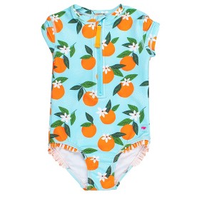 RuffleButts Toddler Girls Short Sleeve UPF50+ One Piece Rash Guard - 1 of 4