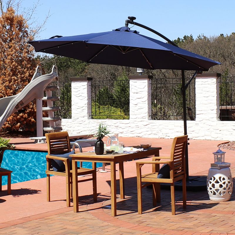 Sunnydaze Outdoor Cantilever Offset Patio with Solar LED Lights, Crank, and Cross Base - 10', 4 of 21