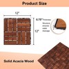 Acacia Wood Interlocking Deck Tiles Checker Pattern, 12" x 12" Square Brown Acacia Hardwood Outdoor Flooring for Patio, Bancony, Pool Side - 3 of 4
