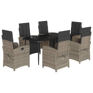 vidaXL Bistro Set Grey PE rattan Standard Adjustable Footrests - 63" Table Length Sharp Leg 6 Items - 1 of 4