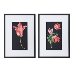 20" x 28" (Set of 2) Framed Floral Wall Arts Black - A&B Home: Modern Botanical Digital Art, Sawtooth Back Mount - 1 of 4