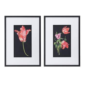 20" x 28" (Set of 2) Framed Floral Wall Arts Black - A&B Home