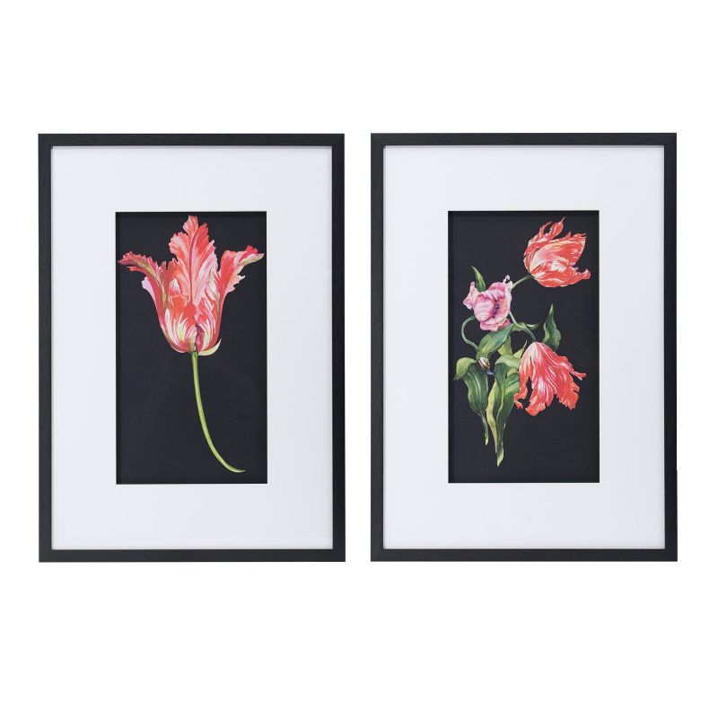 20&#34; x 28&#34; (Set of 2) Framed Floral Wall Arts Black - A&#38;B Home, 1 of 8