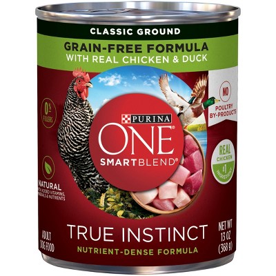 Purina ONE SmartBlend True Instinct Grain Free Classic Ground Wet Dog Food with Real Chicken & Duck - 13oz