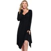 WhizMax Women's Long-Sleeve Solid Color Dress with Irregular Hem - 3 of 4