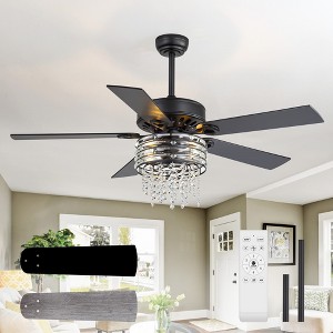Airsurfer 52" Matte Black Ceiling Fan with Light and Remote Control,6 Speeds DC Motor,Ceiling Fan with Memory Function,2 Downrods,5 Plywood Blades - 1 of 4