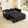 Racxily 3 in 1 Convertible Sleeper Sofa Bed, Velvet Pull Out Couch, Small Loveseat Sofas w/Pillows & Side Pockets for Living Room, Apartment - 3 of 4