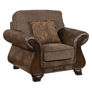 Isabelle Traditional Fabric And Leatherette Chair Brown - ioHOMES
