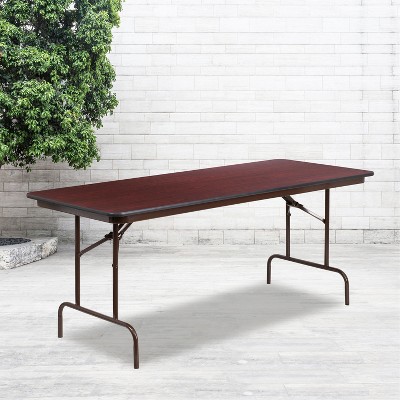 Photo 1 of Flash Furniture 6-Foot Mahogany Melamine Laminate Folding Banquet Table