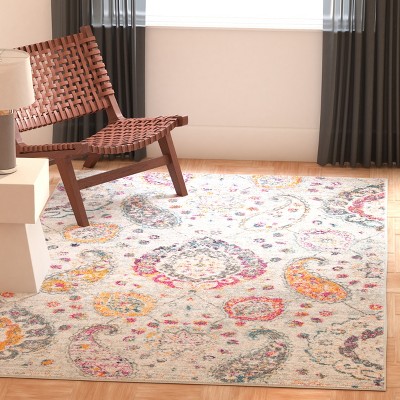 Gray Rectangular 4' x 6' Stain-Resistant Synthetic Area Rug