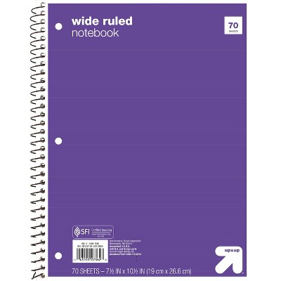 Wide Ruled 1 Subject Flexible Paperboard Cover Spiral Notebook - up&up™