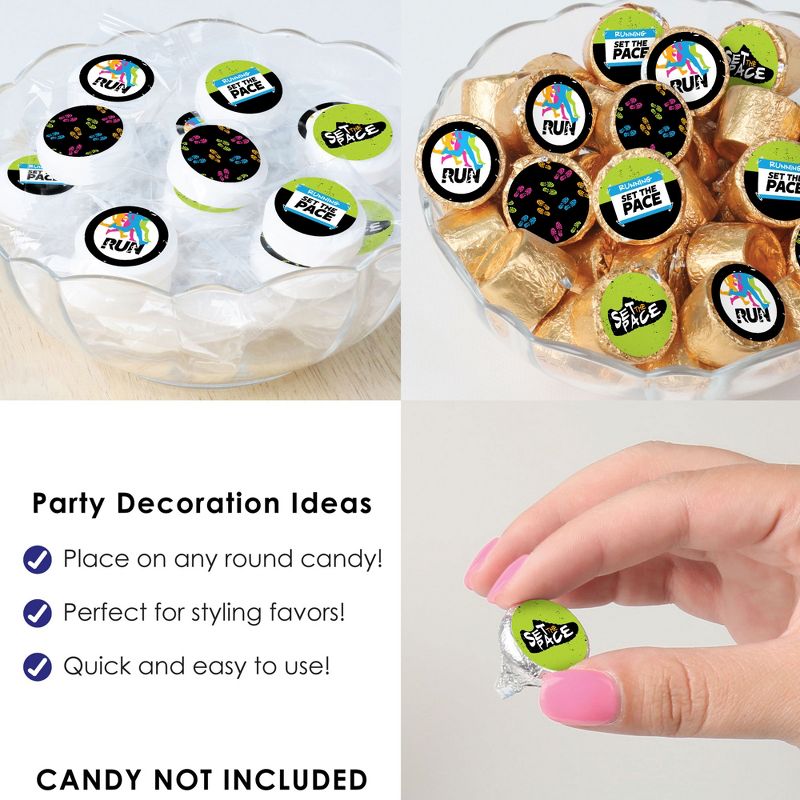Big Dot of Happiness Set the Pace - Running - Track, Cross Country or Marathon Party Small Round Candy Stickers - Party Favor Labels - 324 Count, 5 of 8