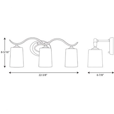 Polished Chrome 3-Light Wall Sconce with Etched Glass Shades