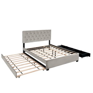 NicBex Queen Size Upholstered Platform Bed with Trundle and 2 Drawers for Adults/Boys/Girls - 1 of 4