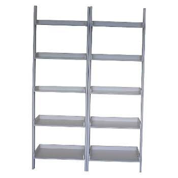 Set of 2 75.5" 5 Shelf Leaning Bookcases - International Concepts
