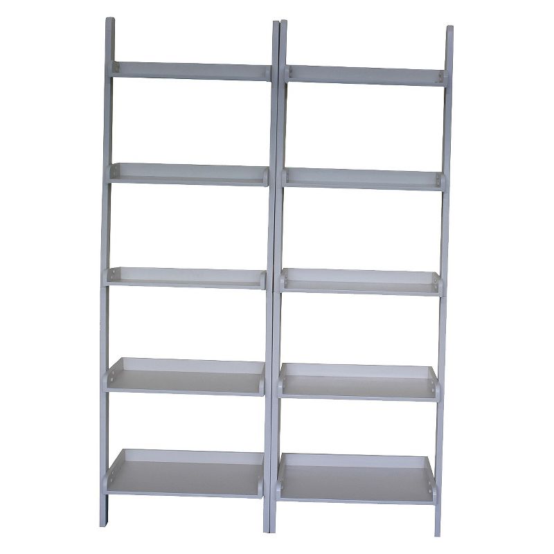 Set of 2 75.5" 5 Shelf Leaning Bookcases - International Concepts, 1 of 7