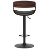 Mid-Century Modern Vegan Faux Leather Adjustable Swivel Barstool with Padded Seat and Bentwood Frame, Powder-Coated Base for Kitchen or Bar Area - 4 of 4