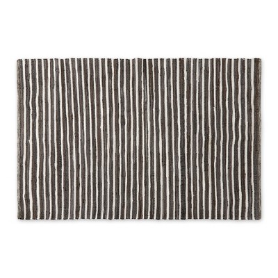 Design Imports Dark Brown Slim Stripe Cotton Chindi Rug 4X6Ft
