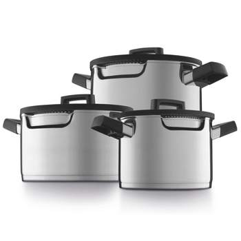 BergHOFF GEM Downdraft high-quality Stainless Steel Cookware with Universal Glass lids
