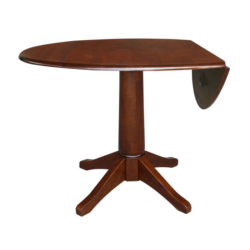 30.3&#34; Thea Round Dual Drop Leaf Extendable Dining Table Espresso Brown - International Concepts, 4 of 10