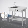 Stainless Steel Utility Sink, Freestanding Single Bowl Sink with Right Drawer and Workbench - 2 of 4