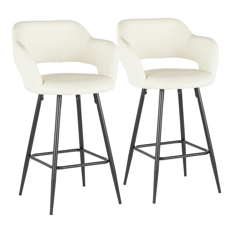 Set of 2 Margarite Contemporary Counter Height Barstool Faux Leather - LumiSource, 1 of 12