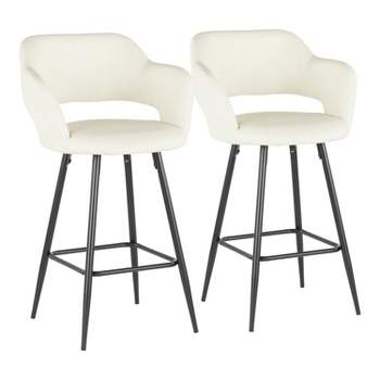 Set of 2 Margarite Contemporary Counter Height Barstool Faux Leather - LumiSource