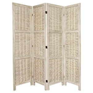 5 1/2 ft. Tall Bamboo Matchstick Woven Room Divider - Burnt White (4 Panel) - 1 of 3