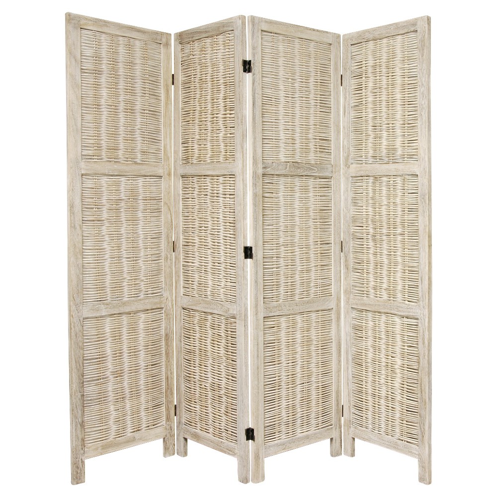 Photos - Other Furniture 5 1/2 ft. Tall Bamboo Matchstick Woven Room Divider - Burnt White (4 Panel