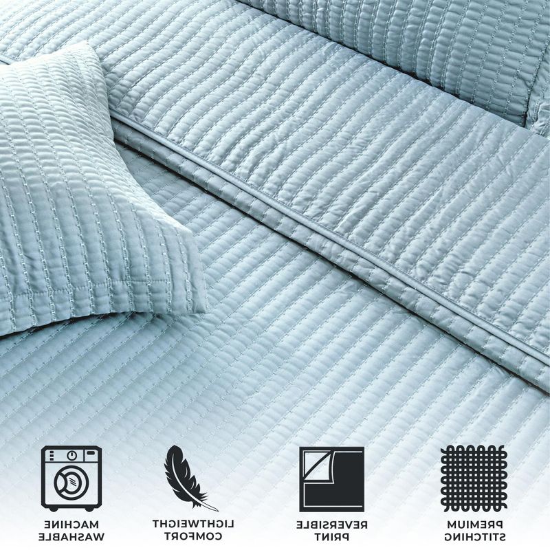 Great Bay Home Detailed Channel Stitch All-Season Reversible Quilt Set With Sham, 4 of 10