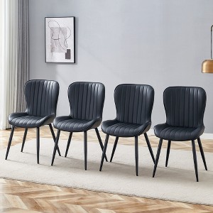 FURNIinspire Dining Chairs Set Of 4 Metal Legs Dining Chairs For Dining Room, Dining Chairs With Curved Seat Cushion, Black, 19"*19"*35" - 1 of 4