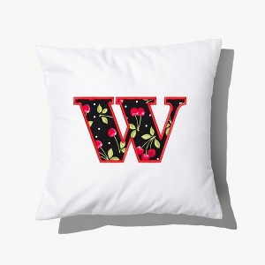 Personalization Mall Cherry Pop Initial Embroidered Applique Throw Pillow - 1 of 4