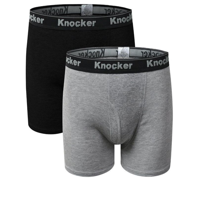 Knocker Men's 100% Plush Waistband Classic Style Cotton Underwears Boxer Briefs - 4 Pack, 4 of 10