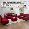 Living room modular sofa with storage and footstool, modern style, upholstered armrests, for apartments and offices, comfortable velvet, red - 4 of 4