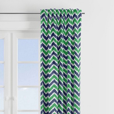 Bacati - Mix N Match Navy/Green Chevron Ikat Curtain Panel