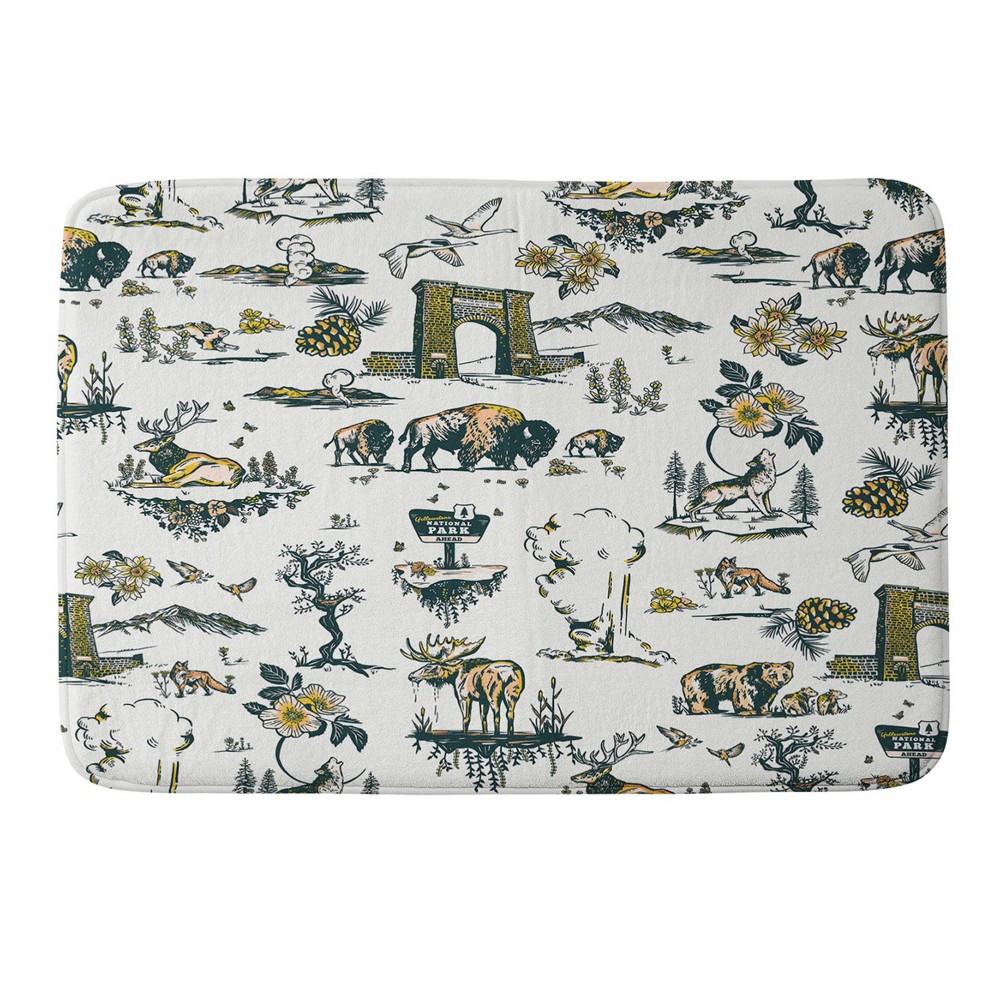 Photos - Bath Mat Deny Designs 34"x21" The Whiskey Ginger Yellowstone National Park Travel Pattern Memory Foam Bath Rug Blue